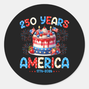 Sticker Rond Joyeux Anniversaire Amérique États-Unis 250 Ans Fe