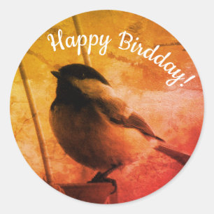 Sticker Rond Joyeux anniversaire Anniversaire mignon Chickadee 