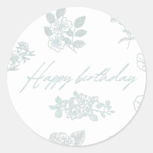 Sticker Rond Joyeux anniversaire avec arrière - plan floral - b
