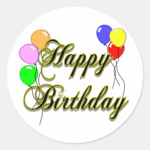Sticker Rond Joyeux anniversaire avec ballons 2