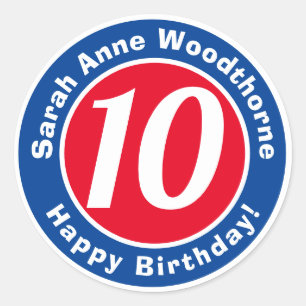 Sticker Rond Joyeux anniversaire avec nom et âge 10