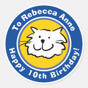 Sticker Rond Joyeux anniversaire avec nom et âge 10