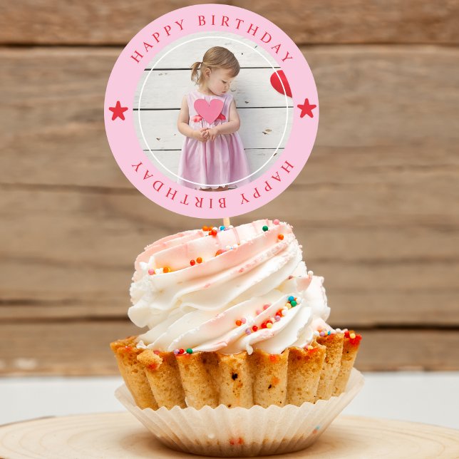 Sticker Rond Joyeux Anniversaire Avec Photo (Créateur téléchargé)