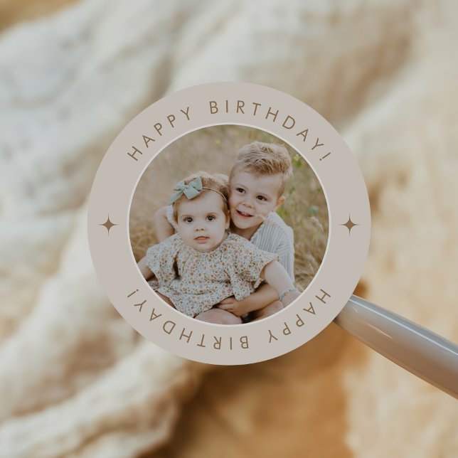Sticker Rond Joyeux Anniversaire Avec Photo (Créateur téléchargé)