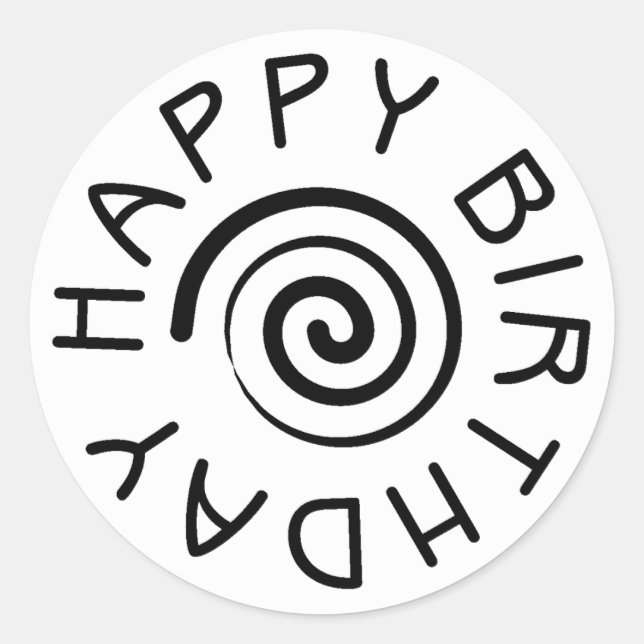 Sticker Rond Joyeux anniversaire avec spirale (Devant)