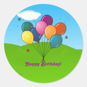 Sticker Rond Joyeux anniversaire ! Ballons de fête
