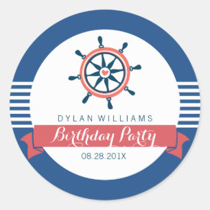 Sticker Rond Joyeux Anniversaire Bateau Nautique