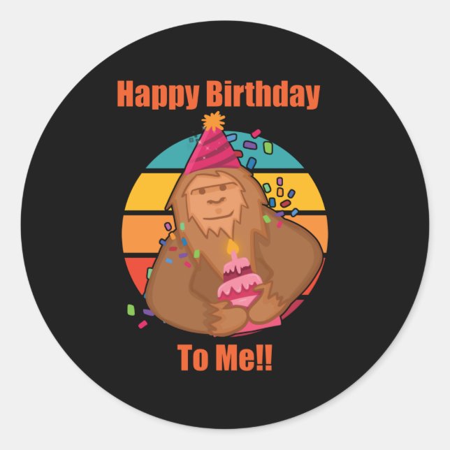 Sticker Rond Joyeux anniversaire Bigfoot Cupcake (Devant)