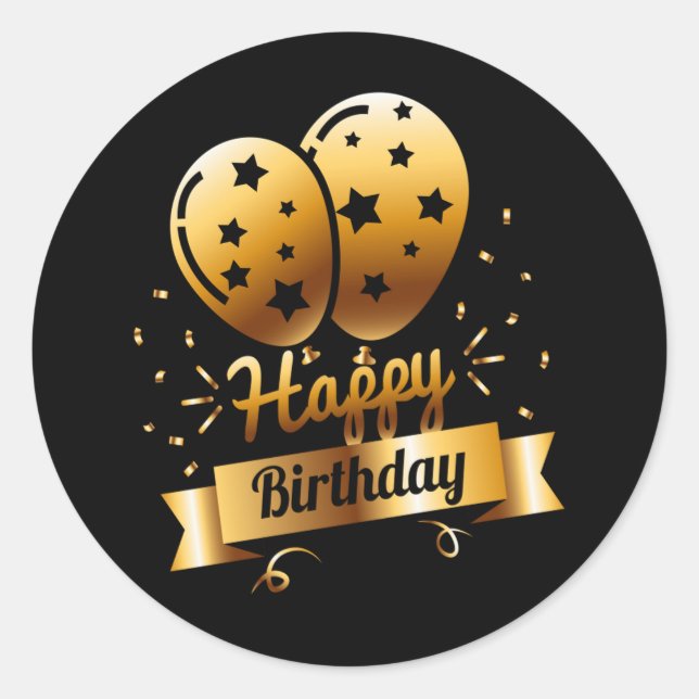 Sticker Rond Joyeux anniversaire - Black & Gold 1 S (Devant)