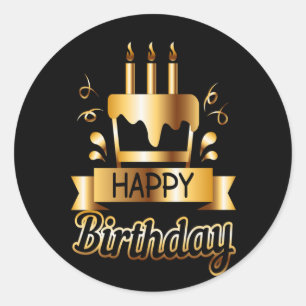 Sticker Rond Joyeux anniversaire - Black & Gold 2 S