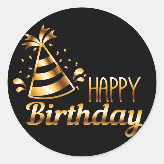 Sticker Rond Joyeux anniversaire - Black & Gold 3 S (Devant)