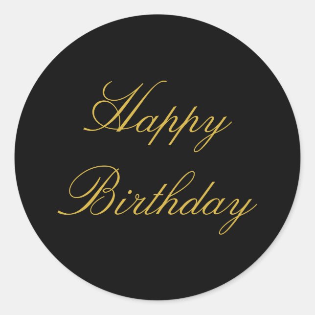 Sticker Rond Joyeux Anniversaire Black Gold Elegant Glam (Devant)