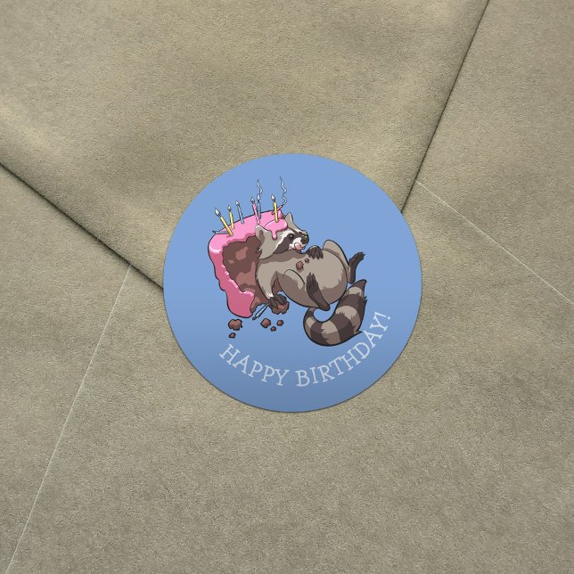 Sticker Rond Joyeux anniversaire ! Carton de gâteau au raton la (Créateur téléchargé)