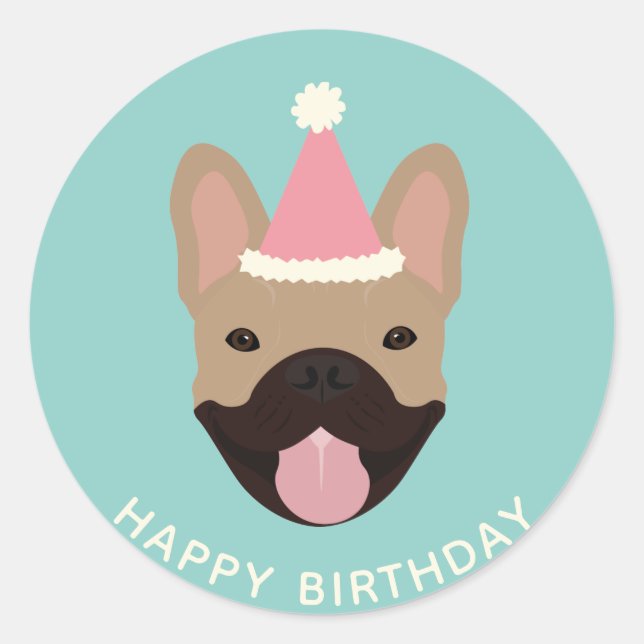 Sticker Rond Joyeux anniversaire Casquette français de la fête  (Devant)