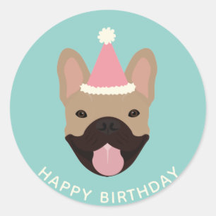 Sticker Rond Joyeux anniversaire Casquette français de la fête