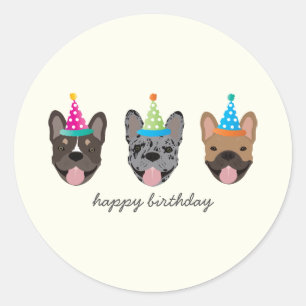 Sticker Rond Joyeux anniversaire Casquettes français de la Fête