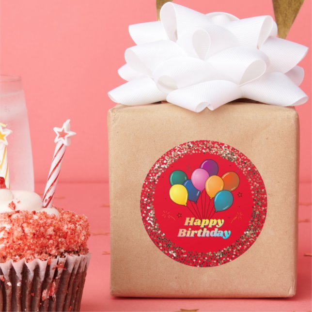 Sticker Rond Joyeux Anniversaire Célébration Classic Round Stic (Fête)