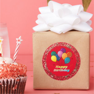 Sticker Rond Joyeux Anniversaire Célébration Classic Round Stic