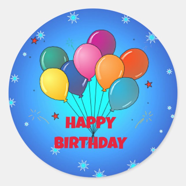 Sticker Rond Joyeux anniversaire ! Ciel étoilé, (Devant)