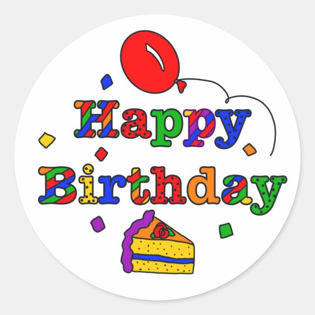 Sticker Rond Joyeux anniversaire coloré (Devant)