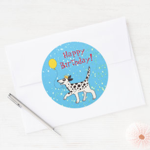 Sticker Rond Joyeux anniversaire Dalmatien