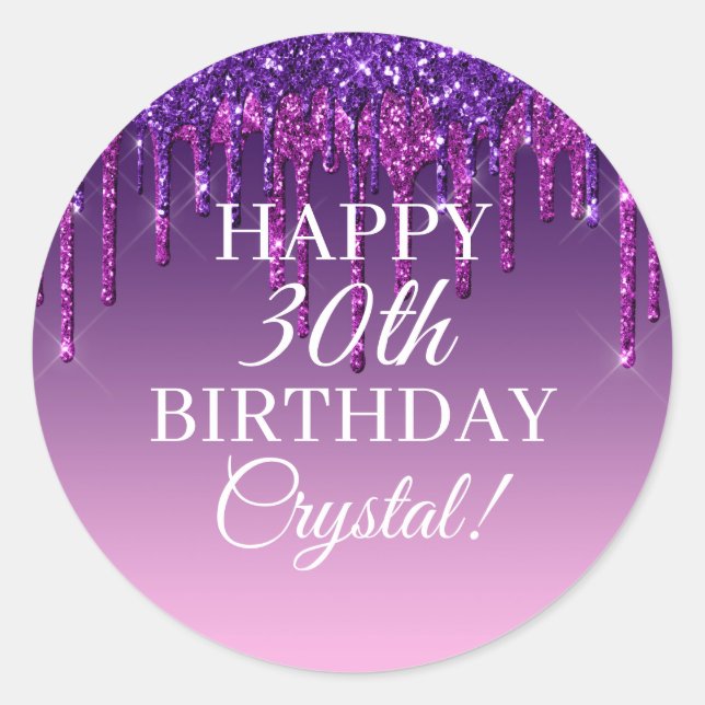 Sticker Rond Joyeux anniversaire de la Parties scintillant pour (Devant)