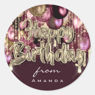 Sticker Rond Joyeux anniversaire de l'OR Bourgogne. gouttes