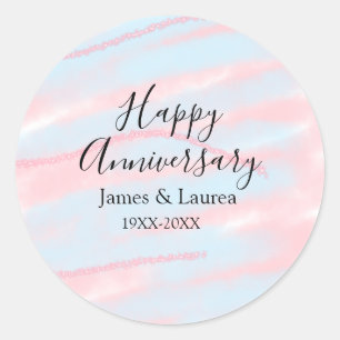 Sticker Rond Joyeux anniversaire de mariage nom date année past