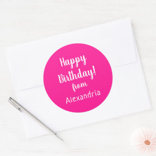 Sticker Rond Joyeux Anniversaire de Name Rose Chaud Anniversair