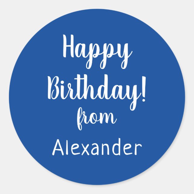 Sticker Rond Joyeux anniversaire de Nom Bleu Anniversaire (Devant)