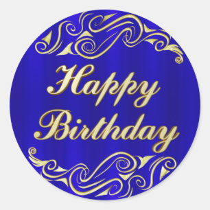Sticker Rond Joyeux anniversaire de typographie d'or