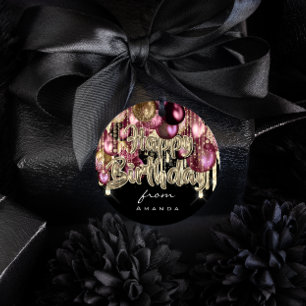 Sticker Rond Joyeux Anniversaire Des Ballons D'OR Bourgogne