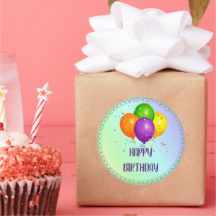 Sticker Rond Joyeux anniversaire, design populaire Classic Roun