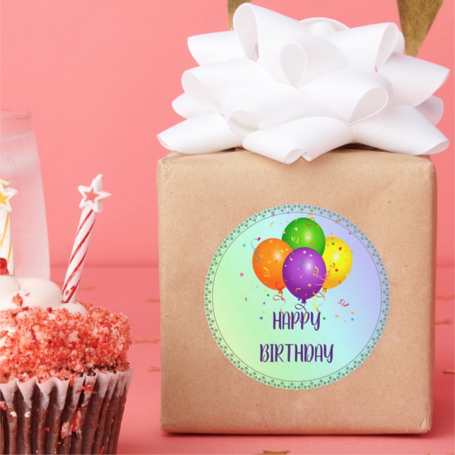 Sticker Rond Joyeux anniversaire, design populaire Classic Roun (Fête)