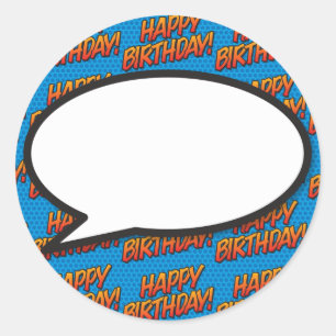 Sticker Rond Joyeux Anniversaire Discours Bubble Fun Retro Comi