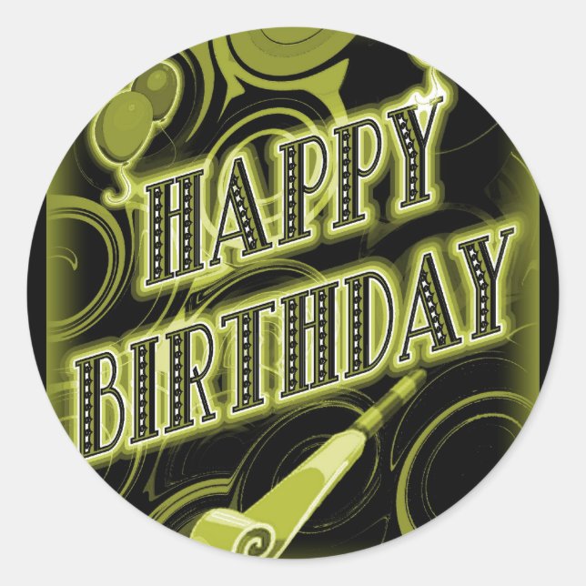 Sticker Rond Joyeux anniversaire d'or (Devant)