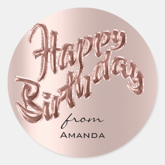 Sticker Rond Joyeux Anniversaire Du Nom Ballons Rose rose (Devant)