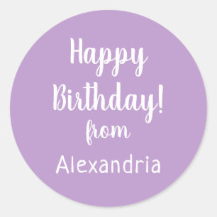 Sticker Rond Joyeux anniversaire du nom Lilac Purple Anniversai