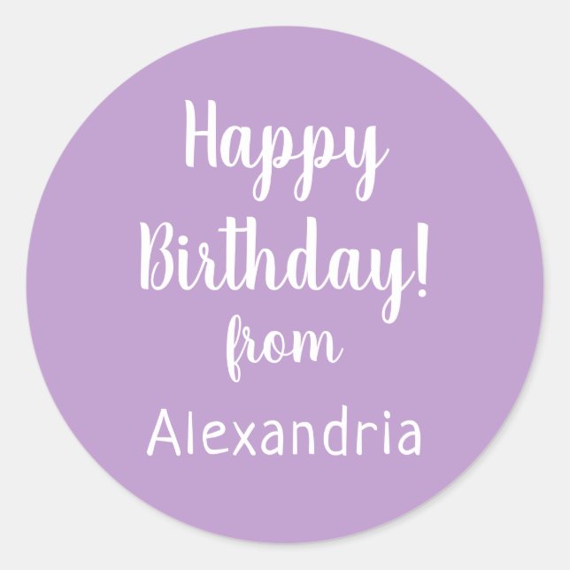 Sticker Rond Joyeux anniversaire du nom Lilac Purple Anniversai (Devant)