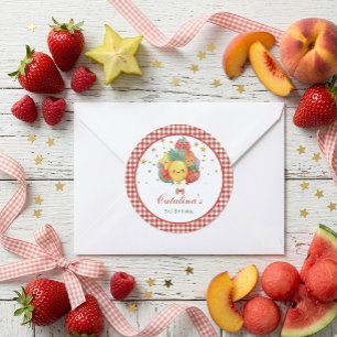 Sticker Rond Joyeux Anniversaire Fruits Sucrés   Fête Tropicale