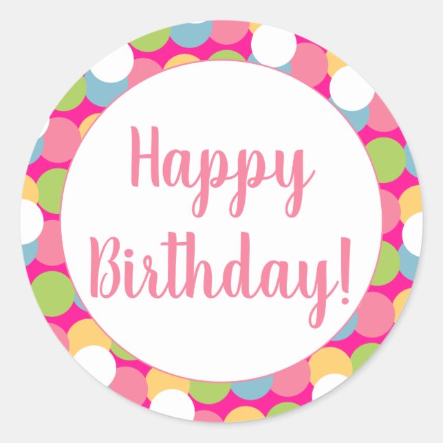 Sticker Rond Joyeux Anniversaire Fun Colorful (Devant)