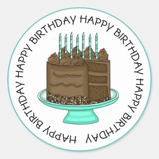 Sticker Rond Joyeux Anniversaire Gâteau au Chocolat   (Devant)