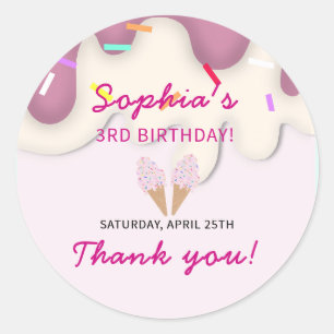 Sticker Rond Joyeux Anniversaire Glace Sucrée