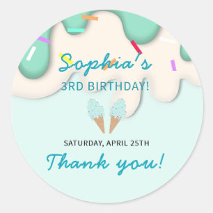 Sticker Rond Joyeux Anniversaire Glace Sucrée