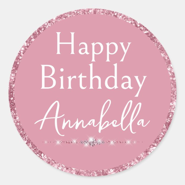 Sticker Rond Joyeux anniversaire Glamour Parties scintillant ro (Devant)