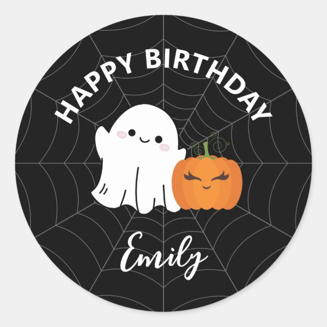Sticker Rond Joyeux anniversaire Halloween Soirée pour enfants (Devant)