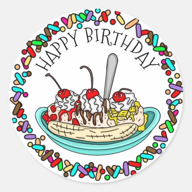 Sticker Rond Joyeux anniversaire | Ice Cream Party (Devant)