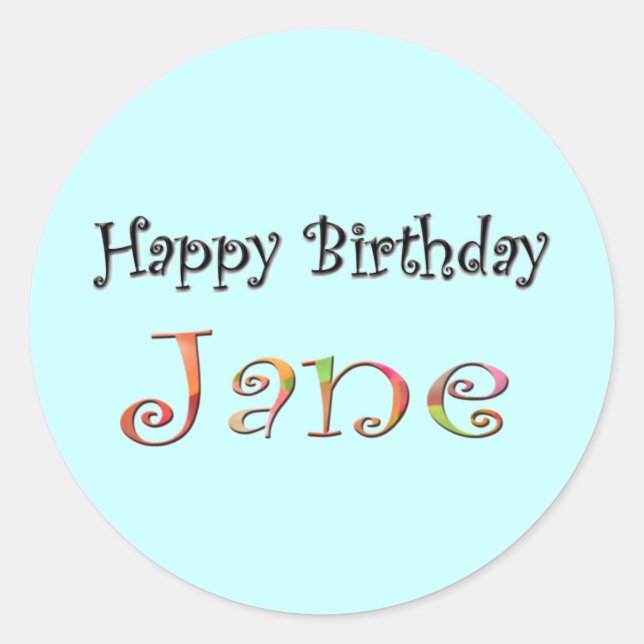Sticker Rond Joyeux anniversaire Jane (Devant)