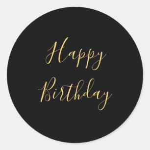 Sticker Rond Joyeux Anniversaire Jaune doré Texte personnalisé
