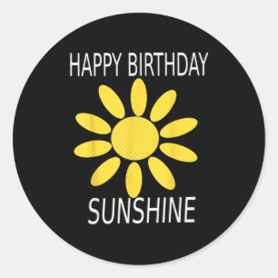 Sticker Rond Joyeux anniversaire jaune soleil fleur sauvage vin